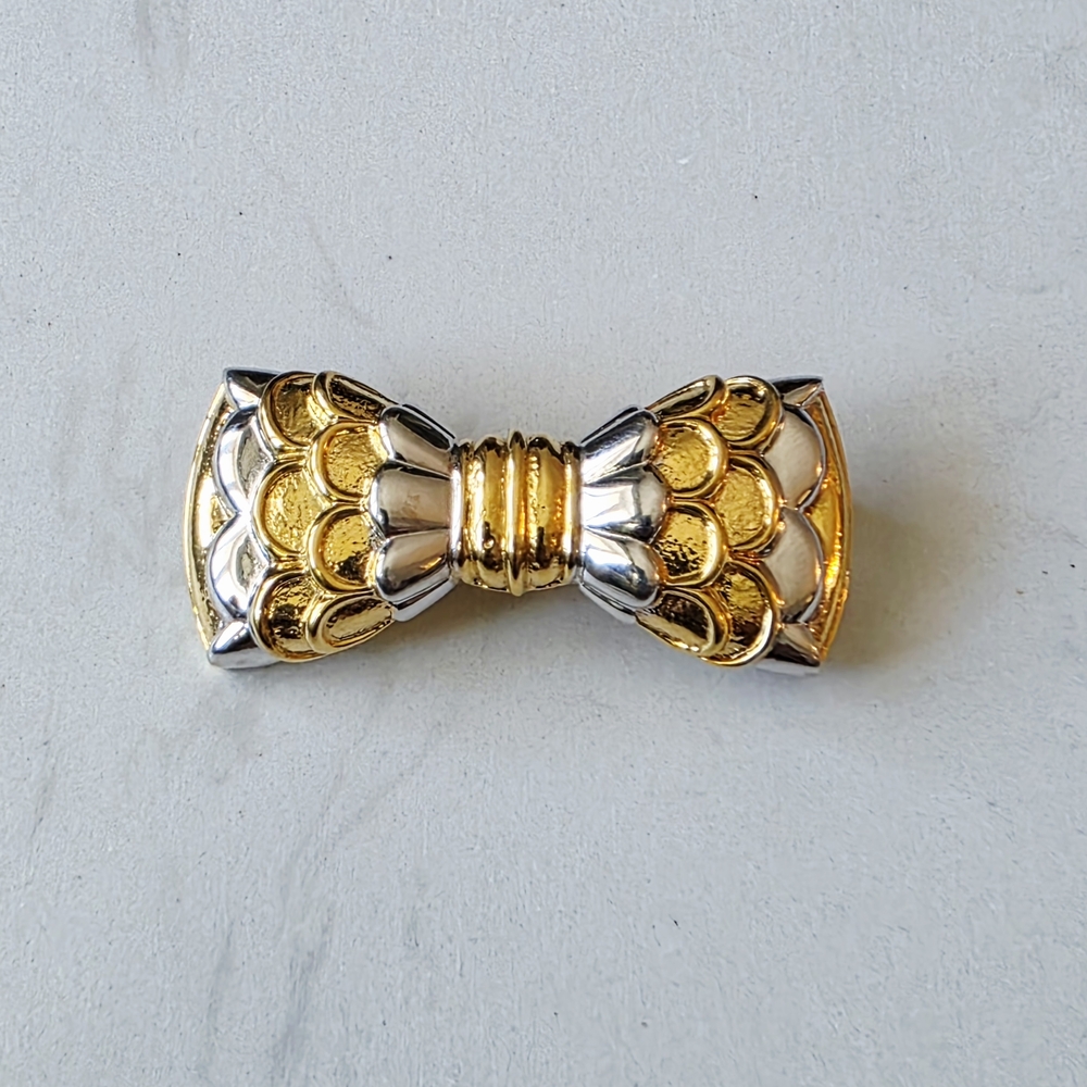 Vintage D'Orlan Gold and Silver Bow Brooch